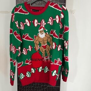 Men's Christmas Gains Sweater - Green and Red